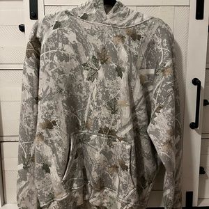ABERCROMBIE ESSENTIAL POPOVER HOODIE WHITE CAMO